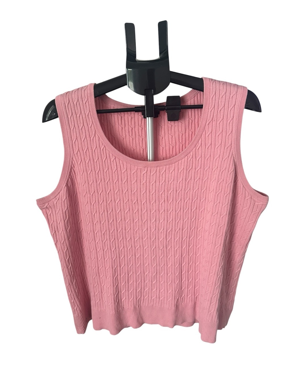Talbots Pima Cotton Women's Sweater Vest XL Pink Preppy Stretch Career